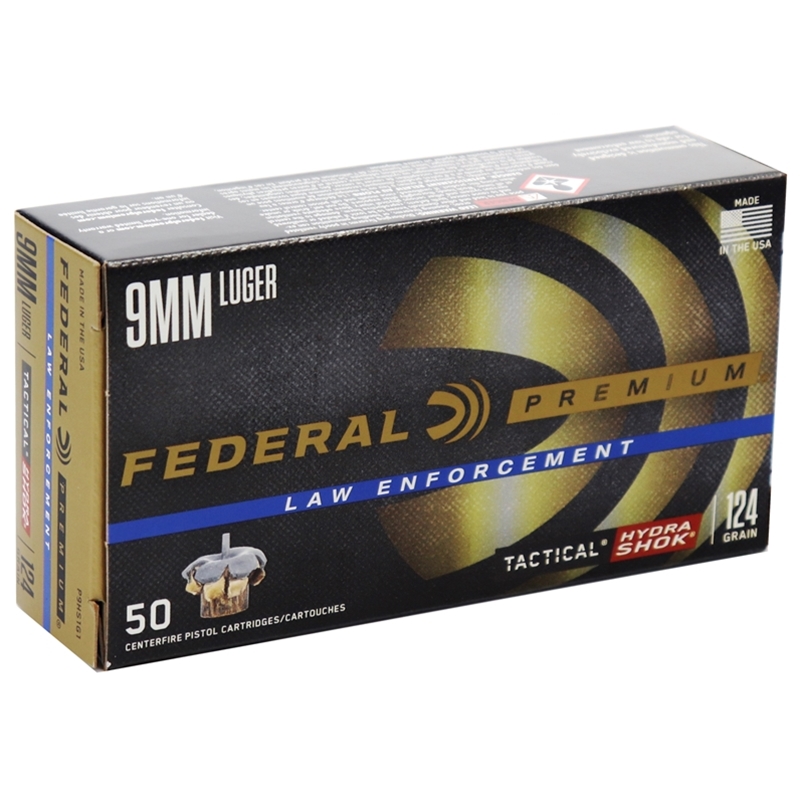 Federal HydraShok 9mm 124gr HP - 50 Round Box